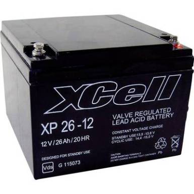 &Oacute;lom zsel&eacute;s akku AGM 12 V 26 Ah 165 x 127 x 176 mm XCell XP2612