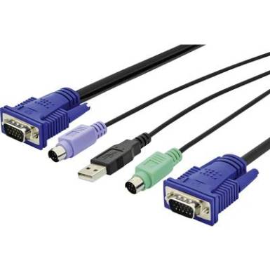 KVM Csatlakoz&oacute;k&aacute;bel [1x VGA dug&oacute; - 2x PS/2 dug&oacute;, USB 2.0 dug&oacute;, A t&iacute;pus, VGA dug&oacute;] 3 m Fekete Digitus