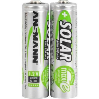 Ceruza akku AA, NiMH, 1,2V 800 mAh, 2 db, Ansmann Solar maxE LR06, AA, LR6, AAB4E, AM3, 815, E91, LR6N Ceruza akku AA, NiMH, 1,2V 800 mAh, 2 db, Ansmann Solar maxE LR06, AA, LR6, AAB4E, AM3, 815, E91, LR6N