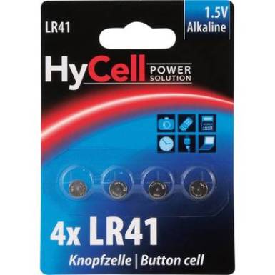 LR41 gombelem, alkáli mangán, 1,5V, 30 mAh, 4 db, HyCell AG3, V3GA, G3A, 3GA, 192, L736, LR736, RW87, GP192 LR41 gombelem, alkáli mangán, 1,5V, 30 mAh, 4 db, HyCell AG3, V3GA, G3A, 3GA, 192, L736, LR736, RW87, GP192