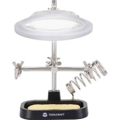 Harmadik k&eacute;z paneltart&oacute; LED-es nagy&iacute;t&oacute;val, 2db csipesszel, p&aacute;katart&oacute;val TOOLCRAFT ZD-10MB