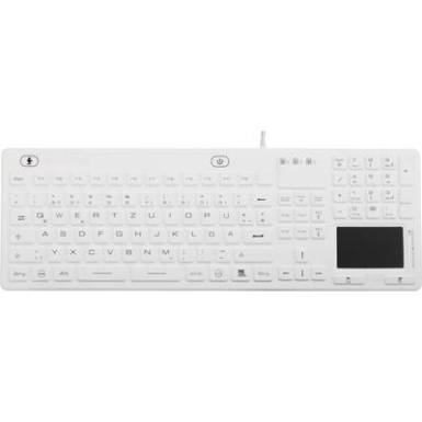 USB-s billentyűzet touchpad-dal, ipari, por- &eacute;s fr&ouml;ccsenő v&iacute;z ellen v&eacute;dett, Renkforce iM-IKB110-WH