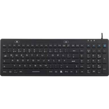 USB-s billentyűzet touchpad-dal, ipari, por- &eacute;s fr&ouml;ccsenő v&iacute;z ellen v&eacute;dett, Renkforce iM-IKB106-BK