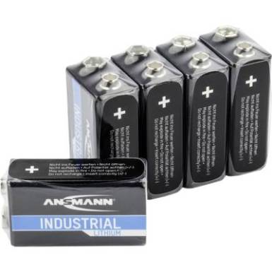 9V-os elem, l&iacute;tium, 9V, 950 mAh, 5 db, Ansmann Lithium 6LR61, 6LR21, 6AM6, 6LP3146, MN1604, A1604, E Block, LR22