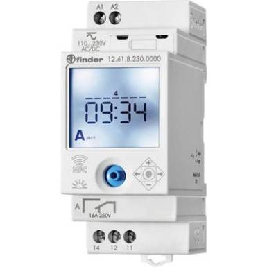 Digitális heti időkapcsoló, DIN sínes, 90 - 264 V DC/AC 1 váltó 16 A 250 V/AC 750 VA, Finder 12.61.8.230.0000 Digitális heti időkapcsoló, DIN sínes, 90 - 264 V DC/AC 1 váltó 16 A 250 V/AC 750 VA, Finder 12.61.8.230.0000