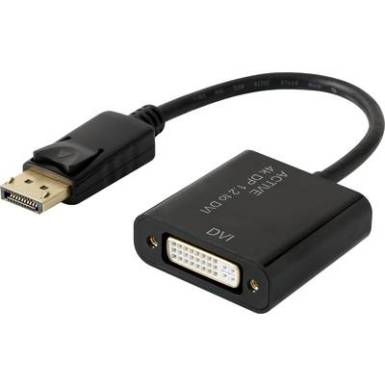 DisplayPort - DVI &aacute;talak&iacute;t&oacute; adapter, 1x DisplayPort dug&oacute; - 1x DVI aljzat 24+5 p&oacute;l., aranyozott, fekete, Renkforce