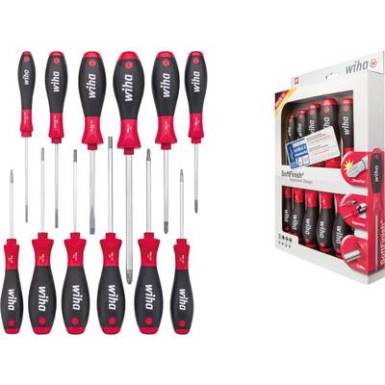 Műhely Csavarh&uacute;z&oacute; k&eacute;szlet 12 r&eacute;szes Wiha SoftFinish Egyeneshorny&uacute;, TORX, Kereszthorny&uacute; Pozidriv, Kereszthorny&uacute; Phillips