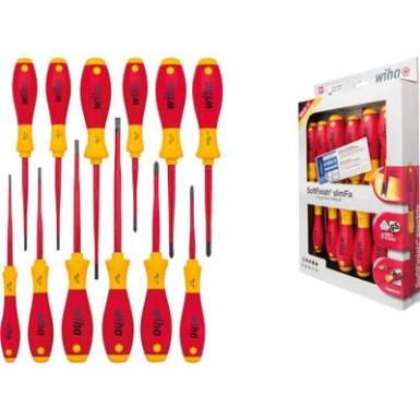 VDE Csavarh&uacute;z&oacute; k&eacute;szlet 12 r&eacute;szes Wiha SoftFinish Egyeneshorny&uacute;, Kereszthorny&uacute; Pozidriv, Kereszthorny&uacute; Phillips, Plusz/m&iacute;nusz, TORX