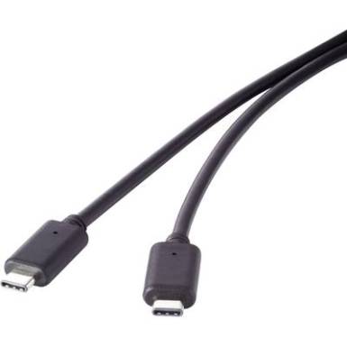 USB 3.1 (Gen 2)G&eacute;n 2Csatlakoz&oacute;k&aacute;bel [1x USB-C dug&oacute; - 1x USB-C dug&oacute;] 1 m Fekete Aranyozatt &eacute;rintkező Renkforce