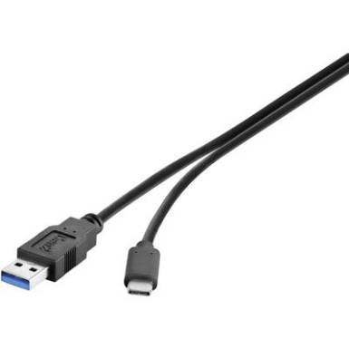 Renkforce USB 3.1 (Gen 2) Csatlakoz&oacute;k&aacute;bel [1x USB 3.1 dug&oacute;, A t&iacute;pus - 1x USB-C dug&oacute;] 0.5 m Fekete UL minős&iacute;tett, Aranyozatt &eacute;rintkező