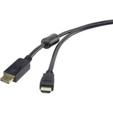 Renkforce Kijelző csatlakoz&oacute; / HDMI Csatlakoz&oacute;k&aacute;bel [1x DisplayPort dug&oacute; - 1x HDMI dug&oacute;] 5 m Fekete