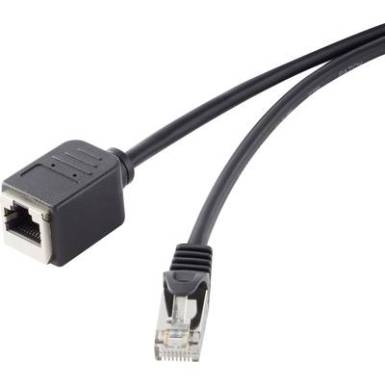 RJ45 Hálózat Hosszabbítókábel CAT 5e F/UTP 1 m Fekete Védővel, Aranyozatt érintkező Renkforce RJ45 Hálózat Hosszabbítókábel CAT 5e F/UTP 1 m Fekete Védővel, Aranyozatt érintkező Renkforce