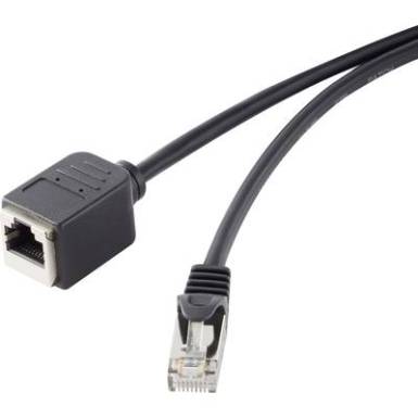 RJ45 Hálózat Hosszabbítókábel CAT 5e F/UTP 3 m Fekete Védővel, Aranyozatt érintkező Renkforce RJ45 Hálózat Hosszabbítókábel CAT 5e F/UTP 3 m Fekete Védővel, Aranyozatt érintkező Renkforce