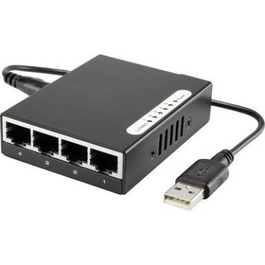 5 portos h&aacute;l&oacute;zati switch, RJ45 Ethernet eloszt&oacute;, USB t&aacute;pell&aacute;t&aacute;ssal 100 Mbit/s Renkforce 1483811