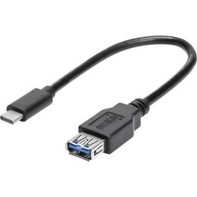 Renkforce USB 3.0 &Aacute;talak&iacute;t&oacute; [1x USB-C dug&oacute; - 1x USB 3.0 alj, A t&iacute;pus] 0.15 m Fekete OTG funkci&oacute;val, Aranyozatt &eacute;rintkező