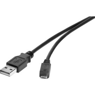 USB 2.0 csatlakozókábel, 1x USB 2.0 dugó A - 1x USB 2.0 dugó mikro B, 0,15 m, fekete, aranyozott, renkforce USB 2.0 csatlakozókábel, 1x USB 2.0 dugó A - 1x USB 2.0 dugó mikro B, 0,15 m, fekete, aranyozott, renkforce