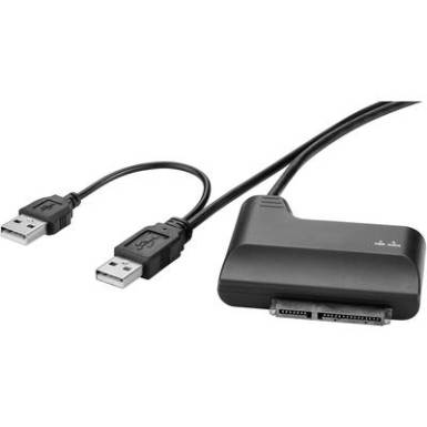 Merevlemez átalakító, 1x USB 2.0 dugó A - 1x SATA kombi dugó, 7+15 pólus, 0,3 m, fekete, Renkforce Merevlemez átalakító, 1x USB 2.0 dugó A - 1x SATA kombi dugó, 7+15 pólus, 0,3 m, fekete, Renkforce