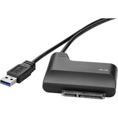 Merevlemez átalakító, 1x USB 3.0 dugó A - 1x SATA kombi dugó, 7+15 pólus, 0,3 m, fekete, Renkforce Merevlemez átalakító, 1x USB 3.0 dugó A - 1x SATA kombi dugó, 7+15 pólus, 0,3 m, fekete, Renkforce