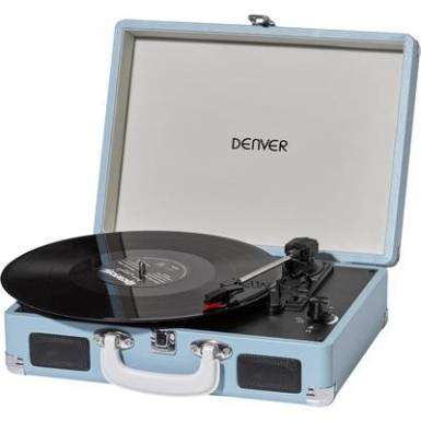 Retro koffer lemezjátszó, USB-s bakelit lemezjátszó beépített digitalizálóval, kék színű Denver VPL-120 Retro koffer lemezjátszó, USB-s bakelit lemezjátszó beépített digitalizálóval, kék színű Denver VPL-120