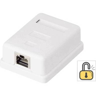 1 portos falra szerelhető hálózati csatlakozó doboz, CAT 6, reteszeléssel, fehér, Renkforce KSV-ND10 1 portos falra szerelhető hálózati csatlakozó doboz, CAT 6, reteszeléssel, fehér, Renkforce KSV-ND10