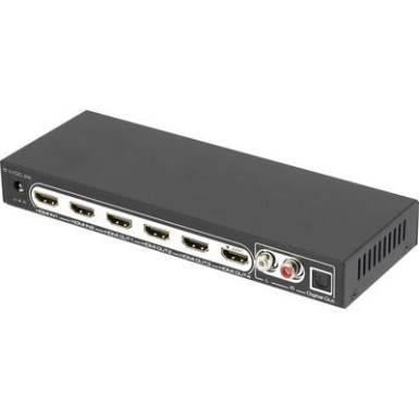 4 portos HDMI eloszt&oacute;, audio csatlakoz&aacute;s, t&aacute;vir&aacute;ny&iacute;t&oacute;, 3648 x 2160 px, fekete, SpeaKa Professional