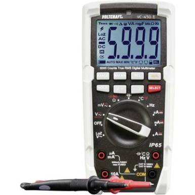 Digitális multiméter, IP65 por és vízálló True RMS mérőműszer, LED lámpával 1000V AC/DC 10A AC/DC Voltcraft VC-450 E Digitális multiméter, IP65 por és vízálló True RMS mérőműszer, LED lámpával 1000V AC/DC 10A AC/DC Voltcraft VC-450 E