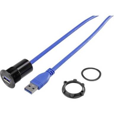Beépíthető USB 3.0 aljzat, USB A kábellel 150 cm Tru Components USB-21 Beépíthető USB 3.0 aljzat, USB A kábellel 150 cm Tru Components USB-21