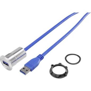 Beépíthető USB 3.0 aljzat, USB A kábellel 150 cm Tru Components USB-21-BK Beépíthető USB 3.0 aljzat, USB A kábellel 150 cm Tru Components USB-21-BK