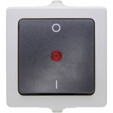 Kültéri billenőkapcsoló 230V/10A IP 44 védett, szürke, Kopp 565296007 Kültéri billenőkapcsoló 230V/10A IP 44 védett, szürke, Kopp 565296007