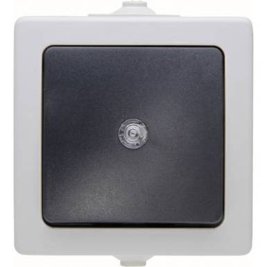 Kültéri fali nyomókapcsoló 230V/10A IP 44 védett, szürke, Kopp 566356003 Kültéri fali nyomókapcsoló 230V/10A IP 44 védett, szürke, Kopp 566356003