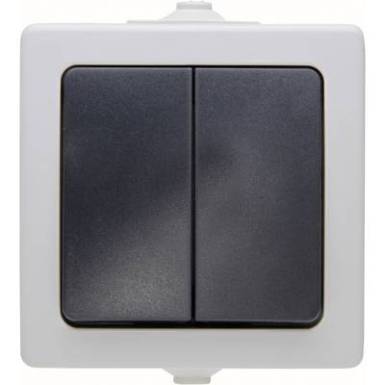 K&uuml;lt&eacute;ri dupla falikapcsol&oacute; 230V/10A IP 44 v&eacute;dett, sz&uuml;rke, Kopp 565556008
