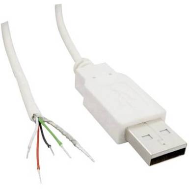 USB kábel, szerelhető, forrasztható kábelvéggel USB A csatlakozóval 1.8 m fehér, BKL Electronic 10080110 USB kábel, szerelhető, forrasztható kábelvéggel USB A csatlakozóval 1.8 m fehér, BKL Electronic 10080110