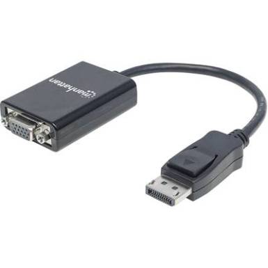 Manhattan Kijelző csatlakoz&oacute; / VGA &Aacute;talak&iacute;t&oacute; [1x DisplayPort dug&oacute; - 1x VGA alj] Fekete UL minős&iacute;tett