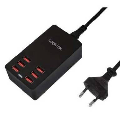 Hálózati USB töltő, 6x USB aljzat, max. 6,4 A, LogiLink PA0139 Hálózati USB töltő, 6x USB aljzat, max. 6,4 A, LogiLink PA0139