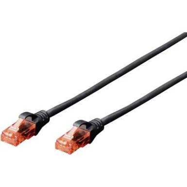 RJ45 Hálózat Csatlakozókábel CAT 6 U/UTP 1 m Fekete sodort érpár Digitus RJ45 Hálózat Csatlakozókábel CAT 6 U/UTP 1 m Fekete sodort érpár Digitus
