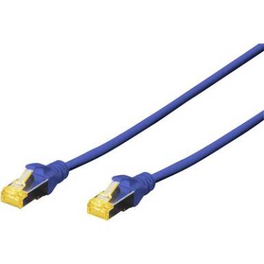 RJ45 Hálózat Csatlakozókábel CAT 6A S/FTP 0.5 m Kék Halogénmentes, sodort érpár, Védővel, Lángálló Digitus RJ45 Hálózat Csatlakozókábel CAT 6A S/FTP 0.5 m Kék Halogénmentes, sodort érpár, Védővel, Lángálló Digitus