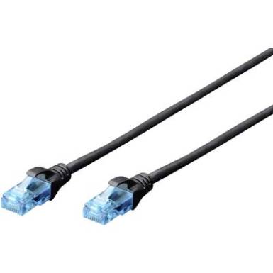 RJ45 Hálózat Csatlakozókábel CAT 5e U/UTP 1 m Fekete sodort érpár Digitus RJ45 Hálózat Csatlakozókábel CAT 5e U/UTP 1 m Fekete sodort érpár Digitus
