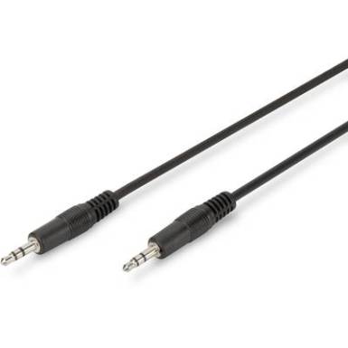 Jack Audio Csatlakoz&oacute;k&aacute;bel [1x Jack dug&oacute;, 3,5 mm-es - 1x Jack dug&oacute;, 3,5 mm-es] 1.5 m Fekete Kerek, &Aacute;rny&eacute;kolatlan Digitus