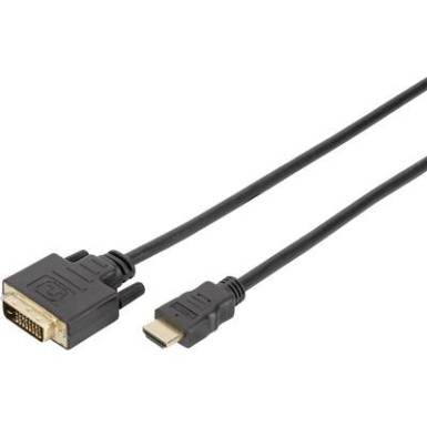 Digitus HDMI / DVI Csatlakoz&oacute;k&aacute;bel [1x HDMI dug&oacute; - 1x DVI dug&oacute;, 18+1 p&oacute;lus&uacute;] 2 m Fekete