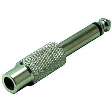 Jack - RCA átalakító adapter (6.3 mm mono Jack dugó - RCA aljzat) fém, ezüst színű Tru Components 1559804 Jack - RCA átalakító adapter (6.3 mm mono Jack dugó - RCA aljzat) fém, ezüst színű Tru Components 1559804