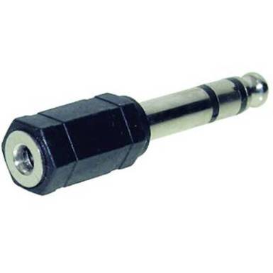 Jack dugó átalakító adapter (6.35 mm sztereo Jack dugó - 3.5 mm sztereo Jack aljzat) fekete színű Tru Components 1559826 Jack dugó átalakító adapter (6.35 mm sztereo Jack dugó - 3.5 mm sztereo Jack aljzat) fekete színű Tru Components 1559826