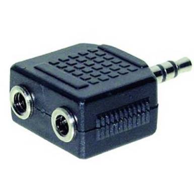 Jack dugó elosztó (3.5 mm sztereo Jack dugó - 2x3.5 mm sztereo Jack aljzat) fekete Tru Components 1559828 Jack dugó elosztó (3.5 mm sztereo Jack dugó - 2x3.5 mm sztereo Jack aljzat) fekete Tru Components 1559828