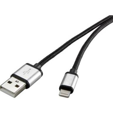 iPad/iPhone/iPod töltő-/adatkábel, 1x USB 2.0 dugó A - 1x Apple Dock dugó Lightning, 3 m, sötétszürke, Renkforce iPad/iPhone/iPod töltő-/adatkábel, 1x USB 2.0 dugó A - 1x Apple Dock dugó Lightning, 3 m, sötétszürke, Renkforce