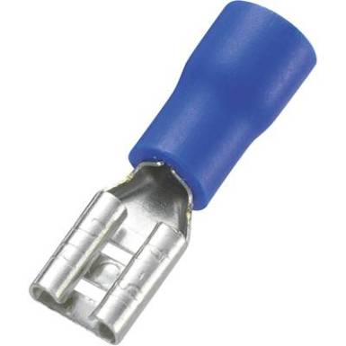 Lapos cs&uacute;sz&oacute;saru h&uuml;vely 4,8 x 0,8 mm, r&eacute;szlegesen szigetelt, k&eacute;k, 100 db, Tru Components 745180