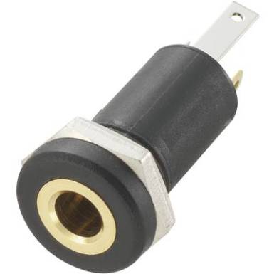 Jack csatlakozó, 3,5 mm Alj, beépíthető, függőleges Pólusszám: 3 Sztereo Fekete TRU COMPONENTS 1 db Jack csatlakozó, 3,5 mm Alj, beépíthető, függőleges Pólusszám: 3 Sztereo Fekete TRU COMPONENTS 1 db