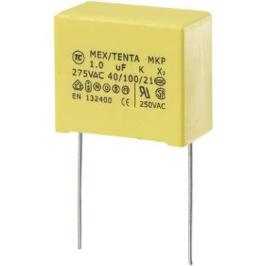 MKP-X2 zavarszűrő kondenzátor, radiális 1 uF 275 V/AC 10 % RM 22,5 mm 26,5 x 14 x 20 mm TRU COMPONENTS MKP-X2 MKP-X2 zavarszűrő kondenzátor, radiális 1 uF 275 V/AC 10 % RM 22,5 mm 26,5 x 14 x 20 mm TRU COMPONENTS MKP-X2