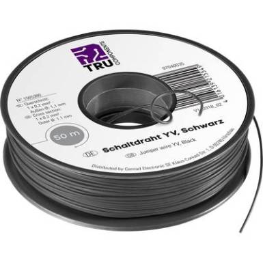 Kapcsolóvezeték, Tru Components YV 1 x 0,2 mm?, 50 m, fekete Kapcsolóvezeték, Tru Components YV 1 x 0,2 mm?, 50 m, fekete