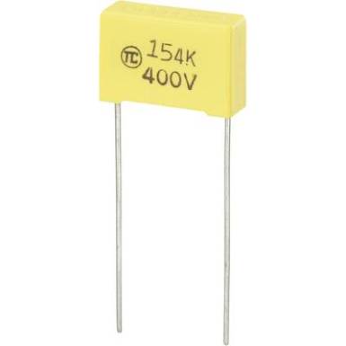 MKS f&oacute;liakondenz&aacute;tor, radi&aacute;lis, &aacute;ll&oacute; 0,15 uF 400 V/DC 5 % RM 15 mm 18 x 6 x 12 mm TRU COMPONENTS