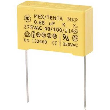 MKP-X2 zavarszűrő kondenzátor, radiális 0,68 uF 275 V/AC 10 % RM 27,5 mm 30 x 11 x 20 mm TRU COMPONENTS MKP-X2 MKP-X2 zavarszűrő kondenzátor, radiális 0,68 uF 275 V/AC 10 % RM 27,5 mm 30 x 11 x 20 mm TRU COMPONENTS MKP-X2