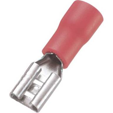 Lapos csúszósaru hüvely 4,8 x 0,5 mm, részlegesen szigetelt, piros, 100 db, Tru Components 745122 Lapos csúszósaru hüvely 4,8 x 0,5 mm, részlegesen szigetelt, piros, 100 db, Tru Components 745122
